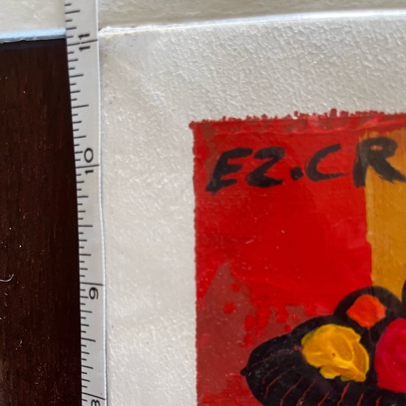 Two paintings vibrant oranges yellows signed EZ.CR - Picture 6 of 7